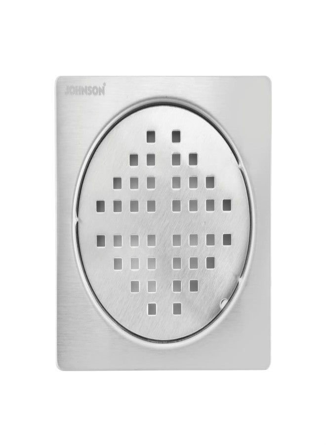 Johnson Bathrooms مصارف أرضية مربعة من جونسون كورال، مقاس 5x5 بوصة | غطاء مصارف/شبكة مصيدة أرضية من الفولاذ المقاوم للصدأ SS304 | مقاوم للصدأ، بلمسة نهائية غير لامعة/ساتان | ضمان لمدة عامين (T7281S - فولاذ مقاوم للصدأ) - Image 1